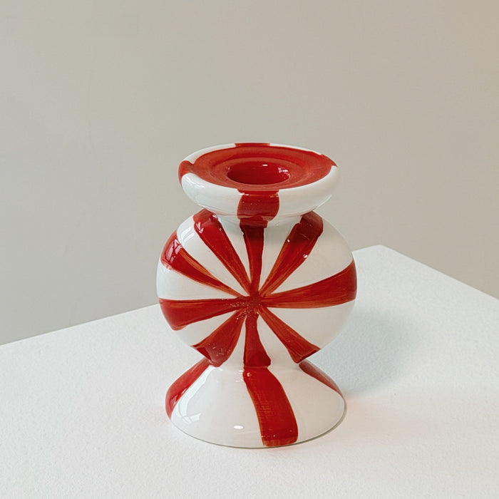 Ceramic Christmas candle holder with festive holiday design
