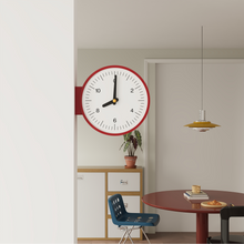 White minimalist double-sided corner clock with retro-inspired dial