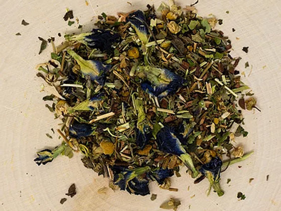 Don't Worry organic herbal tea for relaxation with butterfly pea flower