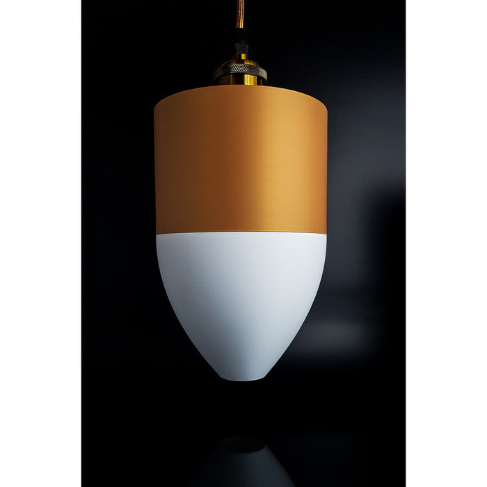 Nova Dune Ivory modern pendant light with white lower section and warm sand-toned upper detail