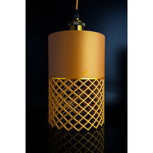 Vertex Dune Aura pendant light with sand-toned shade and gold-coloured open lower detail