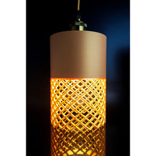 Vertex Dune Aura pendant light with sand-toned shade and gold-coloured open lower detail