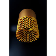 Vertex Dune Aura pendant light with sand-toned shade and gold-coloured open lower detail