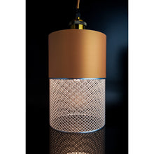 Loom Dune Nebula modern pendant light with warm matte shade and geometric metallic lower detail