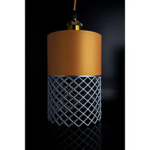 Vertex Dune Nebula pendant light with warm upper section and silver lattice detail