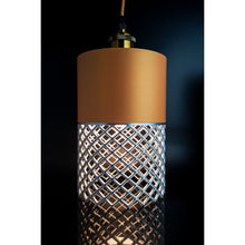 Vertex Dune Nebula pendant light with warm upper section and silver lattice detail