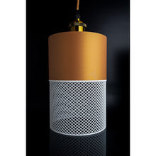Loom Dune Ivory pendant light with sand-toned top and white mesh lower section