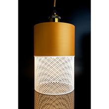 Loom Dune Ivory pendant light with sand-toned top and white mesh lower section