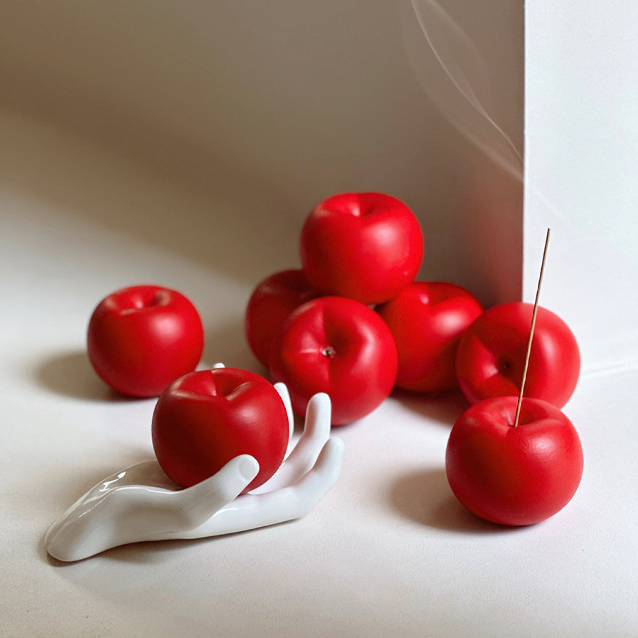 Apple-shaped ceramic incense holder for home decor
