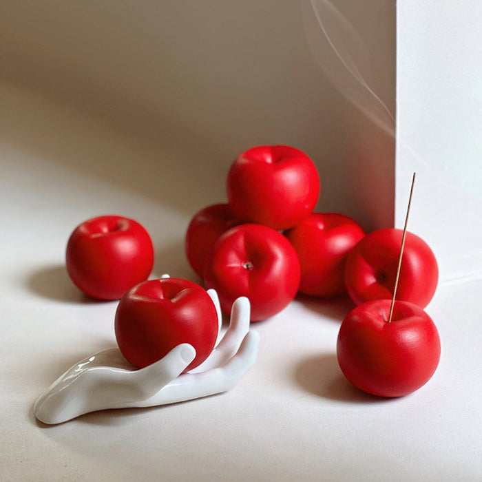 Apple-shaped ceramic incense holder for home decor