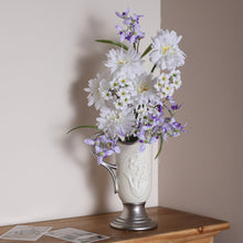 French embossed ceramic vase with floral relief detailing in silver