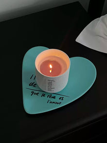 Mint green heart-shaped bamboo fiber plate for casual dining