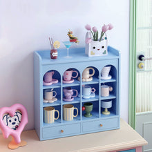 Japanese-style brown wooden mug rack for organising mugs, cups, and small bowls