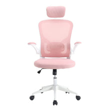 Ergonomikus irodai szék deréktámasszal, fejtámlával, rózsaszín-2