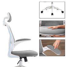 Ergonomikus irodai szék deréktámasszal, fejtámlával, szürke-3