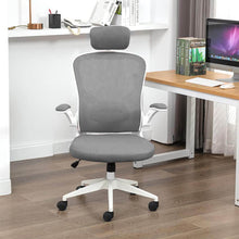 Ergonomikus irodai szék deréktámasszal, fejtámlával, szürke-4