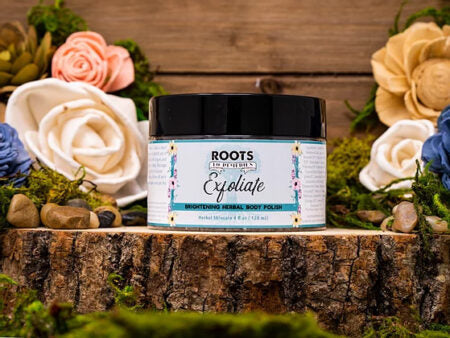Jar of brightening exfoliating body polish for smoother, softer skin