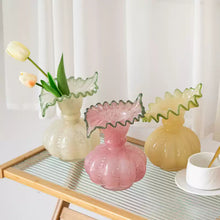 Jade glass flower vase in vintage beige for home decor