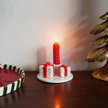 Ceramic Christmas candle holder with festive holiday design