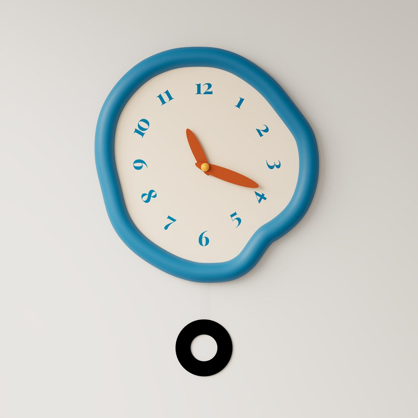 White asymmetrical drip wall clock with a playful melting-inspired shape