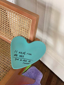 Mint green heart-shaped bamboo fiber plate for casual dining