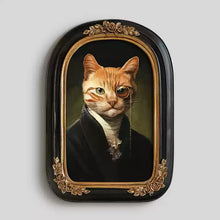 Regal cat portrait canvas wall art with vintage royal styling