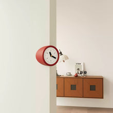 Red corner clock with dot dial for decorative home styling