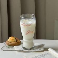 Loved Girl tall glass with decorative script lettering