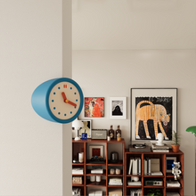 Blue corner clock with dot dial for modern home decor
