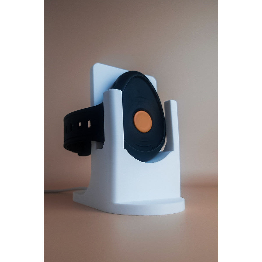 White 3D printed charging dock for a Gondosóra watch with original magnetic cable compatibility