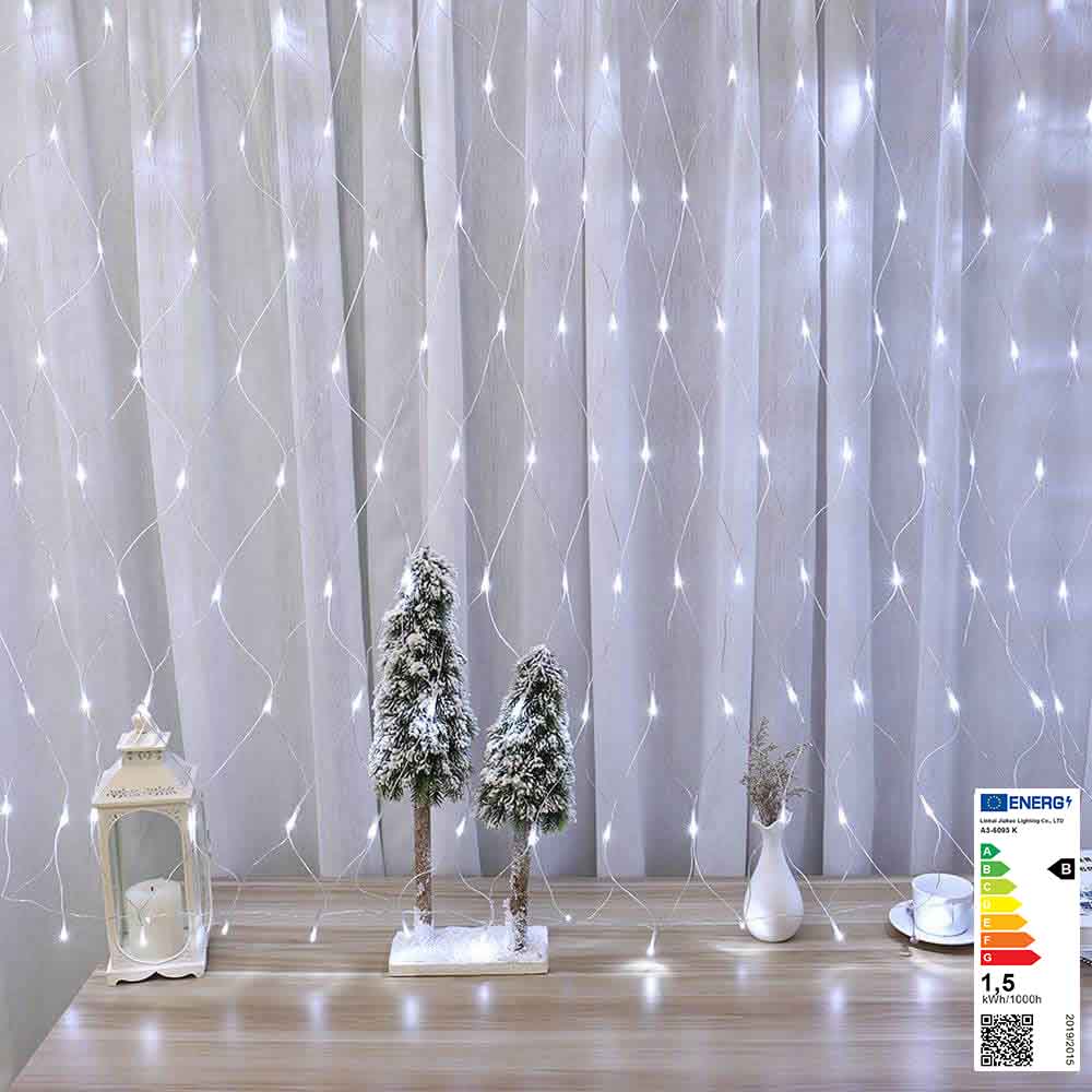 128 LED-es hálós fényfüzér, 2 színben-hidegfehér-0