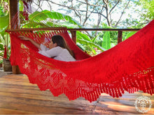 Chinandega Deluxe L-bar cotton hammock with handmade decorative fringe