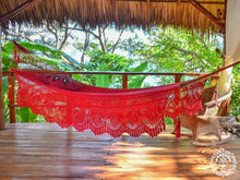 Chinandega Deluxe L-bar cotton hammock with handmade decorative fringe