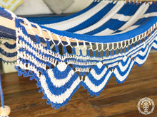 Eleutheria Greek flag-inspired cotton L-bar hammock in blue and white