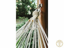Boaco handmade cotton spreader bar hammock in grey and ecru tones