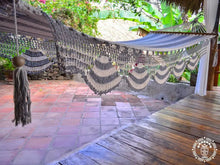 Boaco handmade cotton spreader bar hammock in grey and ecru tones