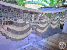 Boaco handmade cotton spreader bar hammock in grey and ecru tones