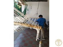Boaco handmade cotton spreader bar hammock in grey and ecru tones