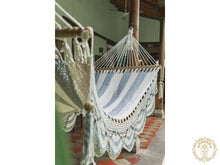 Boaco handmade cotton spreader bar hammock in grey and ecru tones