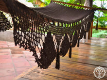 Granada chocolate cotton L-bar hammock with wooden spreader bars