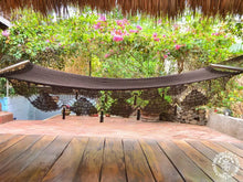 Granada chocolate cotton L-bar hammock with wooden spreader bars