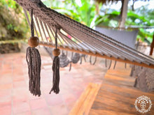 Sandino L-bar cotton hammock handmade in Nicaragua with wooden spreader bars