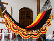 Alemania cotton L-bar hammock in black, red and gold German flag colours
