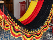 Alemania cotton L-bar hammock in black, red and gold German flag colours