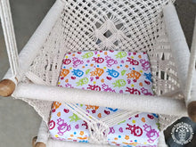 Ecru macramé baby hammock chair with cushion