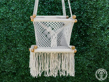 Ecru macramé baby hammock chair with cushion