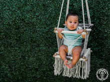 Ecru macramé baby hammock chair with cushion