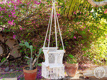 Ecru macramé baby hammock chair with cushion