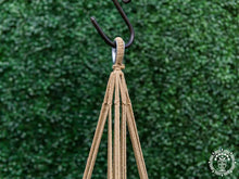 Taupe macramé baby hammock chair made from cotton with wooden fastenings