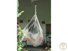 Camoapa XL crochet hammock chair in ecru cotton with handmade fringe